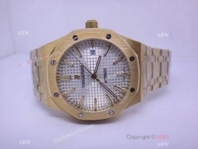 Fake Audemars Piguet For Sale - Royal Oak Yellow Gold Silver Face Replica Watch